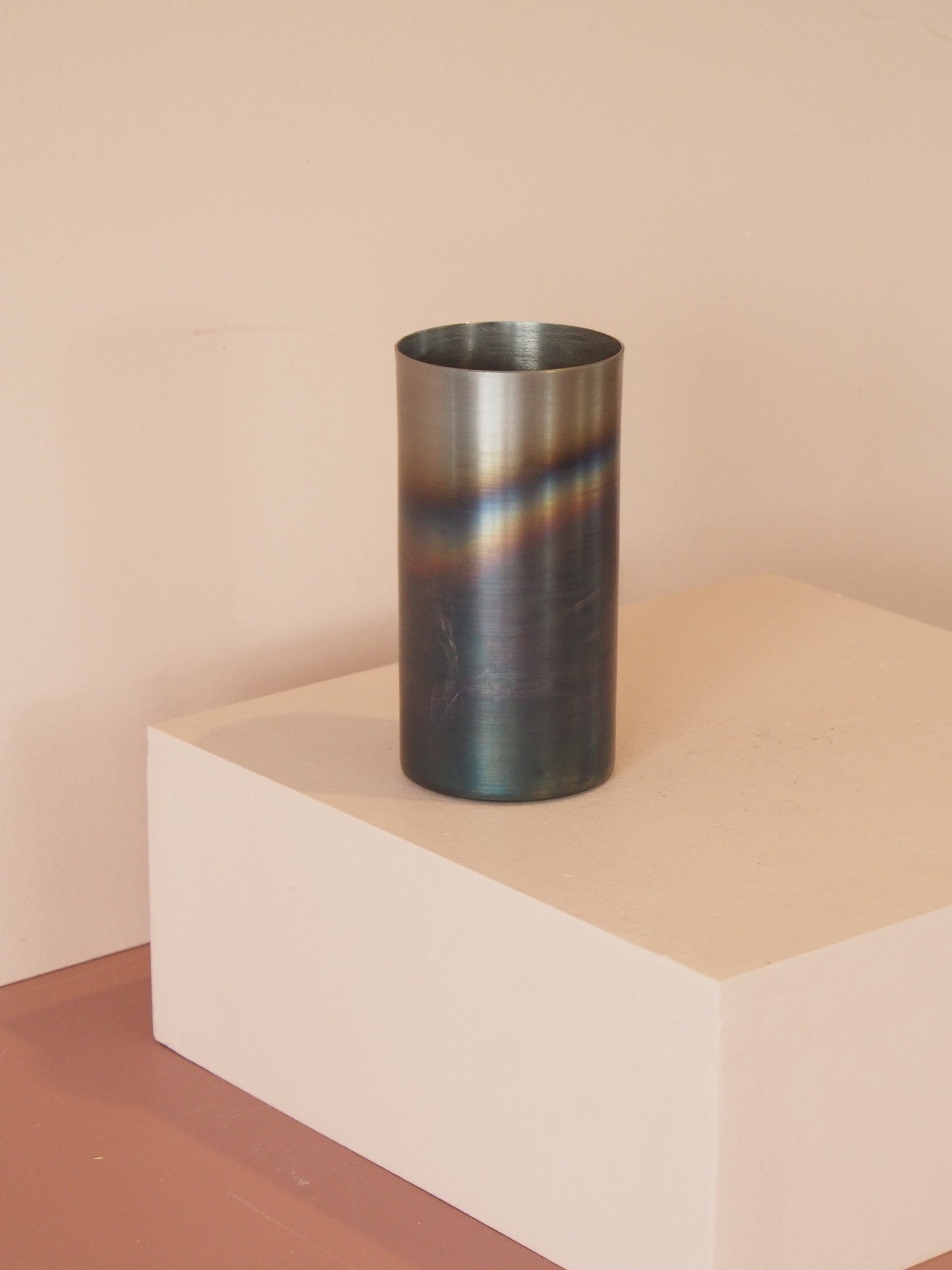 Torched Steel Cylinder Vases