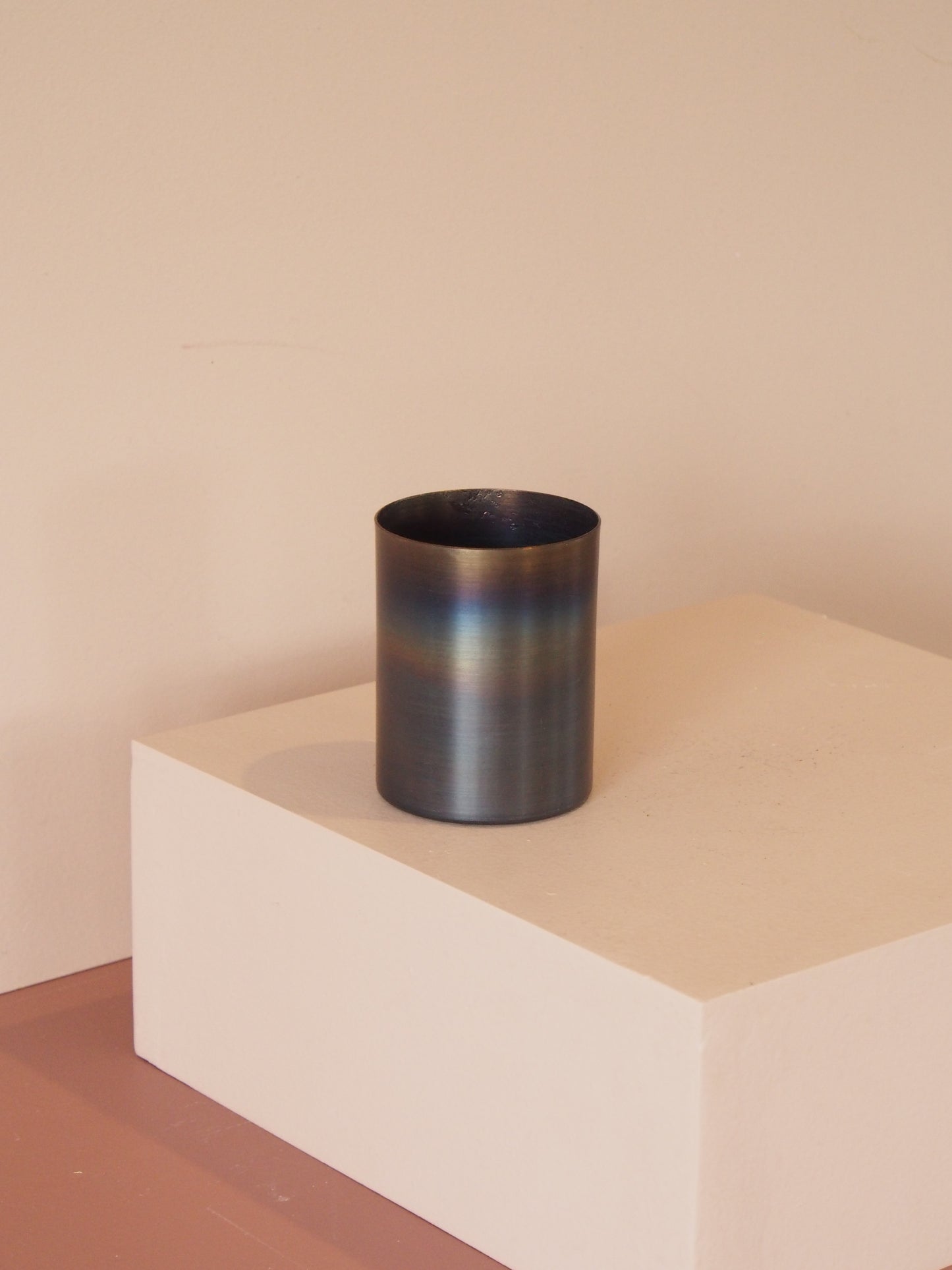 Torched Steel Cylinder Vases